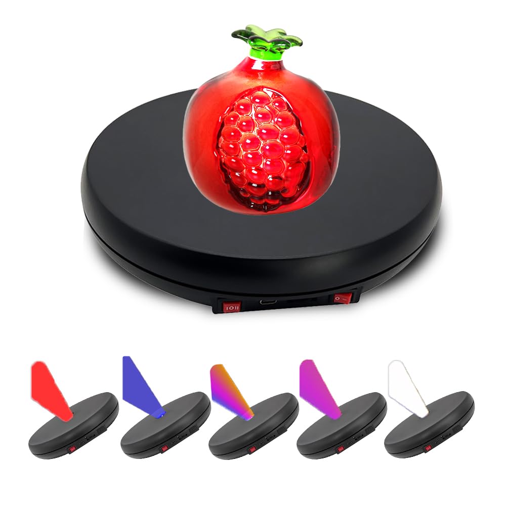 JAYEGT Multicolor LED Light Motorized Rotating Display Stand , 10 inch /55lbs Load, 360° Electronic Photography Turntable for Product Shows, Jewelry, Crystal Art (Black / 5 Colors Light / Wired)