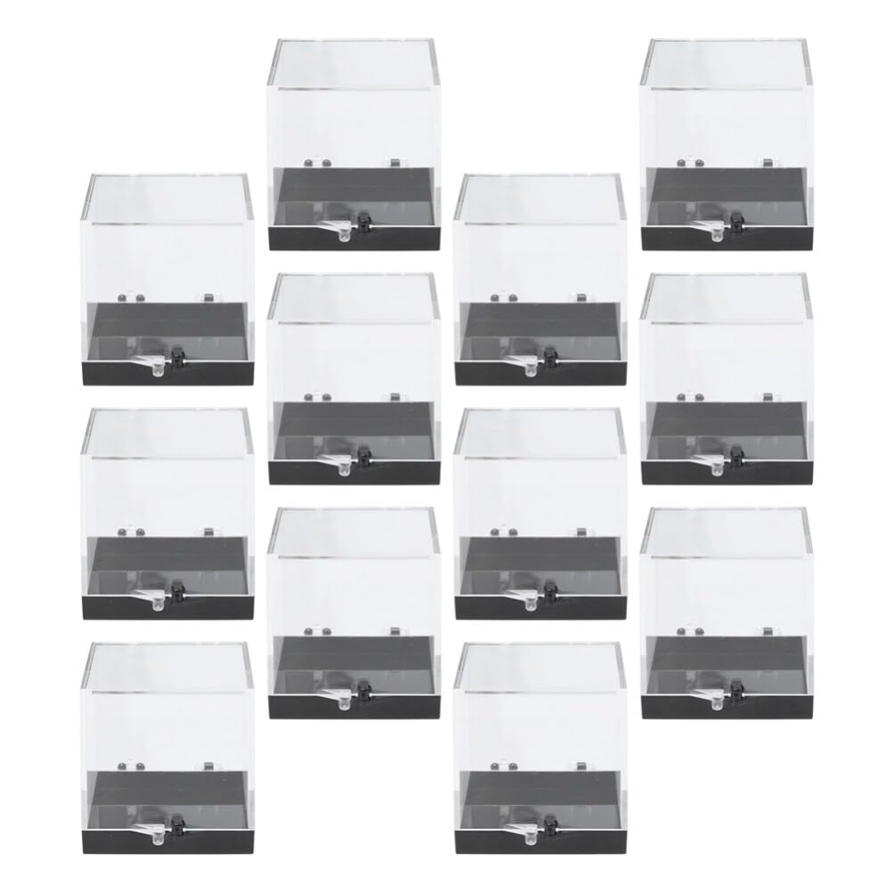 DOITOOL 12 Pack Mineral Specimen Storage Boxes Clear Plastic Specimen Display Cases 1.37 Inch Square Rock Display Containers for Home Collecting and Scientific Use