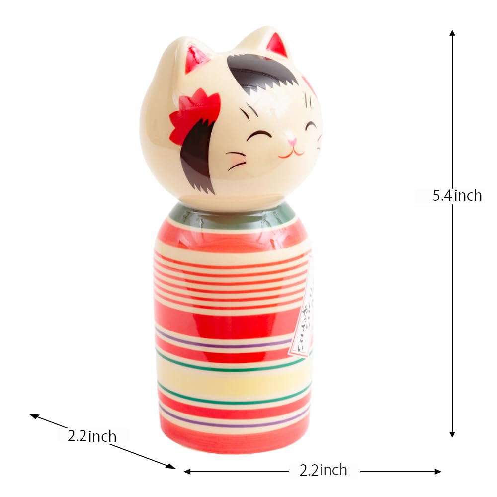 Lucky Cat Kokeshi Maneki Neko 5.4 in Good Luck Charm Ceramic 7801-Z-US