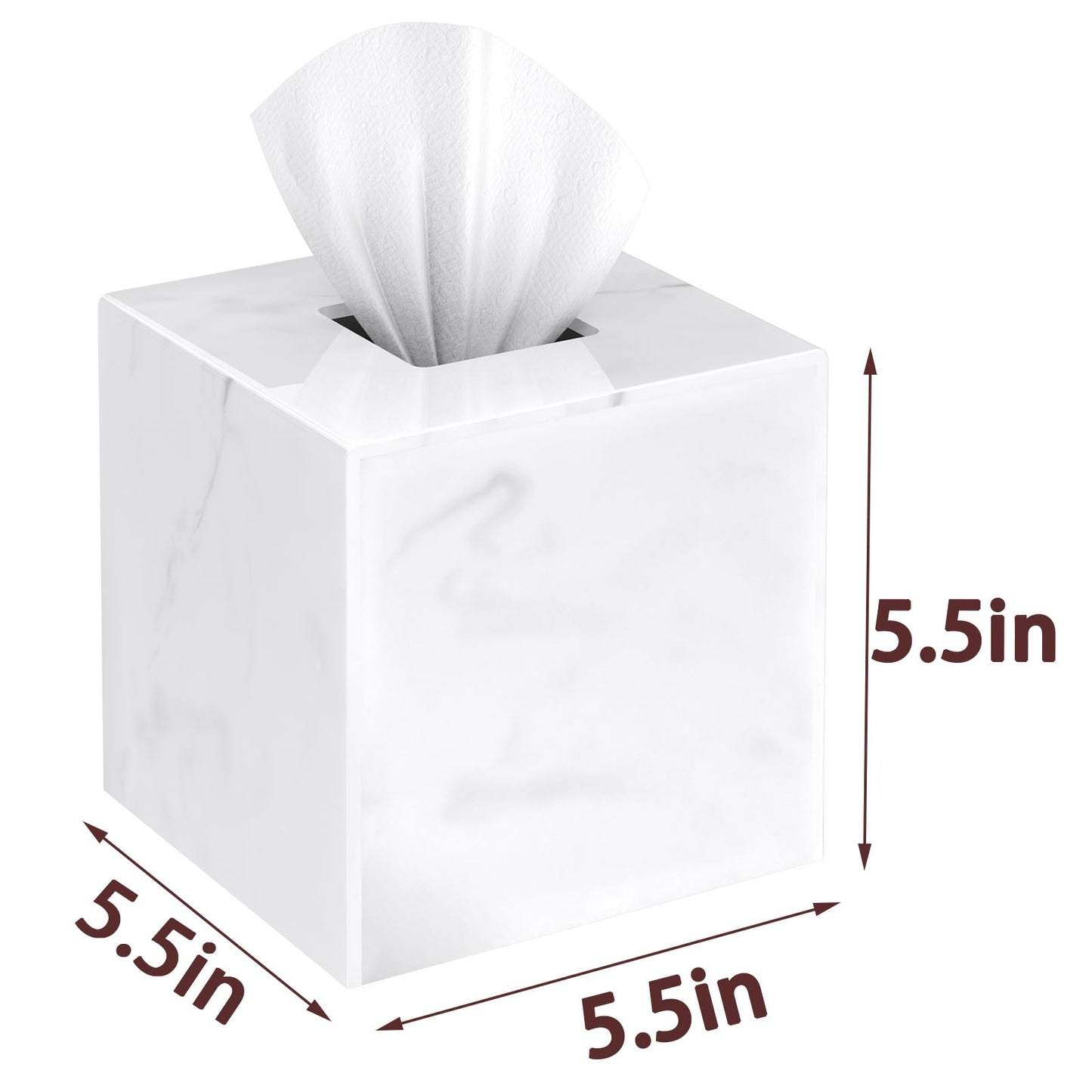SILUT Stylish Tissue Box Cover Square, Marble Texture Tissue Box Holder, Decorative Tissue Holder for Bathroom, Kitchen, Vanity, Modern Tissues Organizer for Home, Hotel