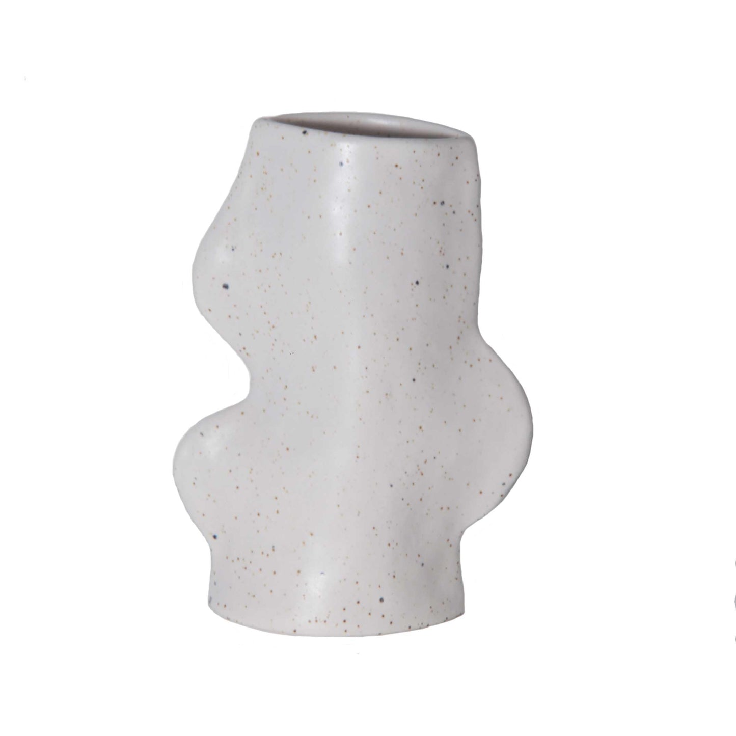 Fluxo Decorative Ceramic Vase, Medium 4 x 6.5 inches, for Living Room, Bedroom, Dining Table, Kitchen, Wedding and Event Decor (Off White)