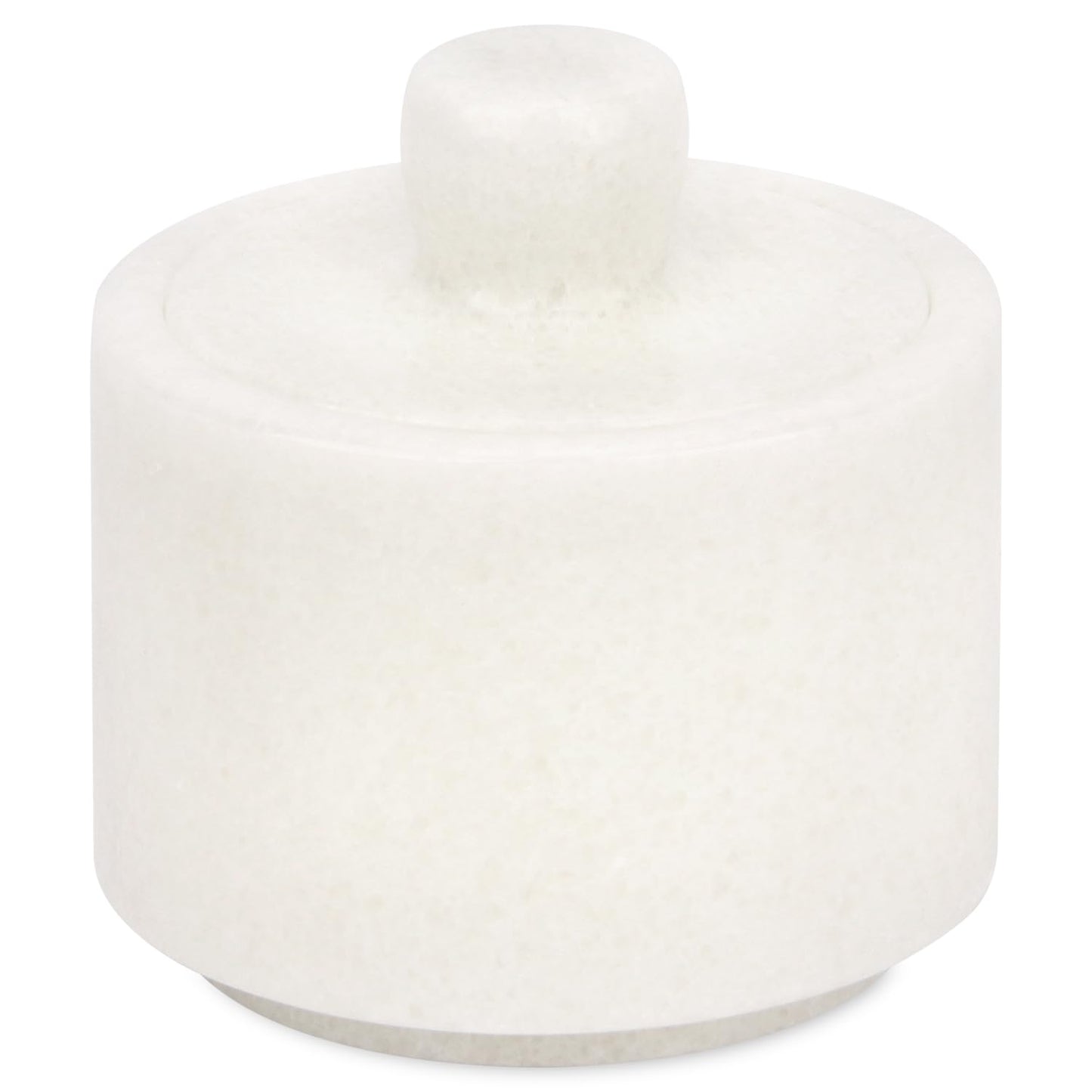 HESHIBI Marble Salt Cellar with Lid, Stone Salt or Pepper Bowl Box Container Jar Holder Well Keeper Dish Pig Crock (Solid White)