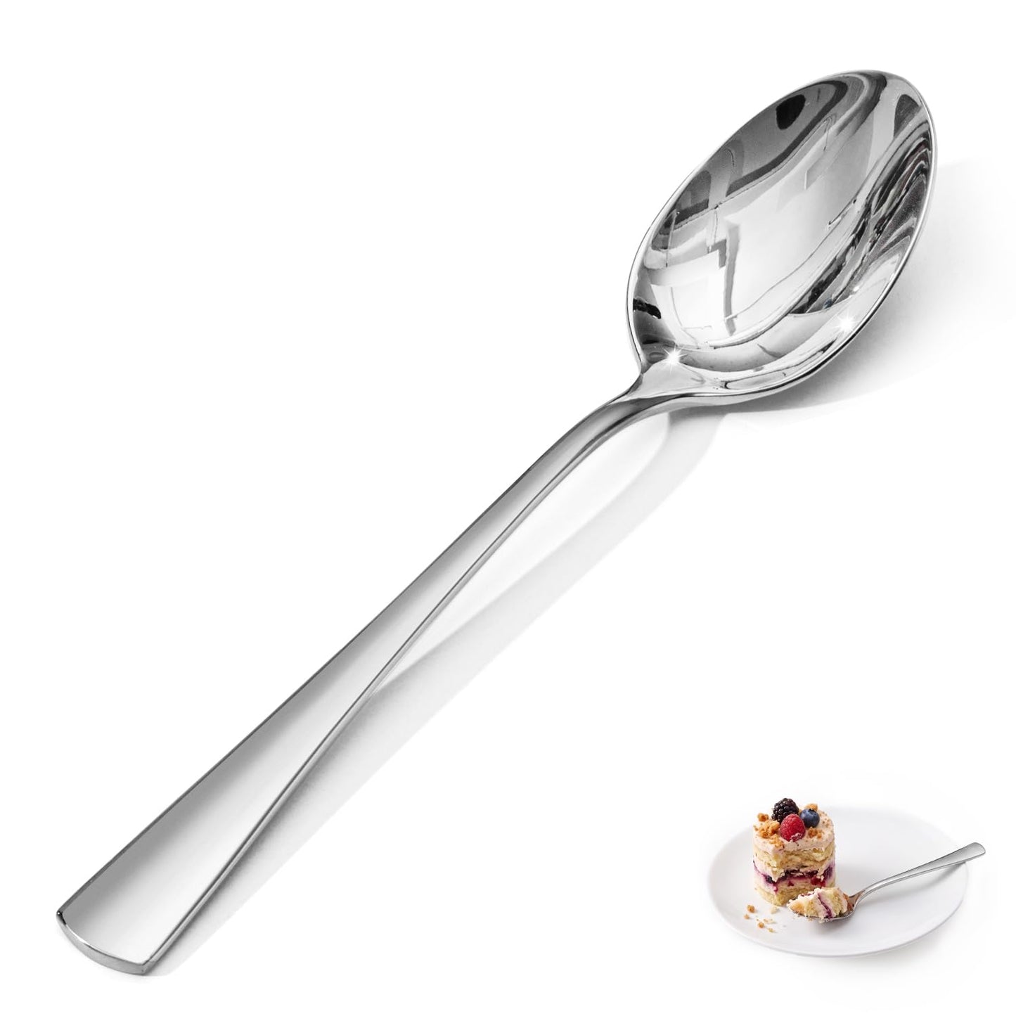 KINGSTONE 12-Piece Teaspoons & Dessert Spoons, 18/10 Stainless Steel Metal Spoons, Mirror Polished, Dishwasher Safe, 6.86-inch, for Home, Cafes, Weddings, Parties, Restaurant & Gift