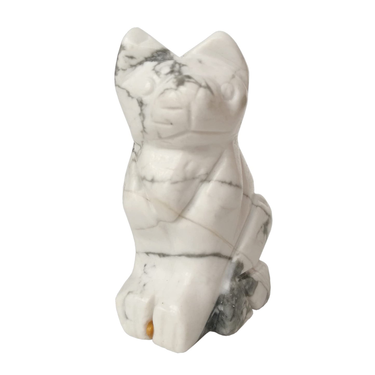 Gemgogo Natural White Howlite Turquoise Crystals and Healing Stones, Pocket Carved Lucky Cat Figurines Collectibles 2 Inches Room Decor