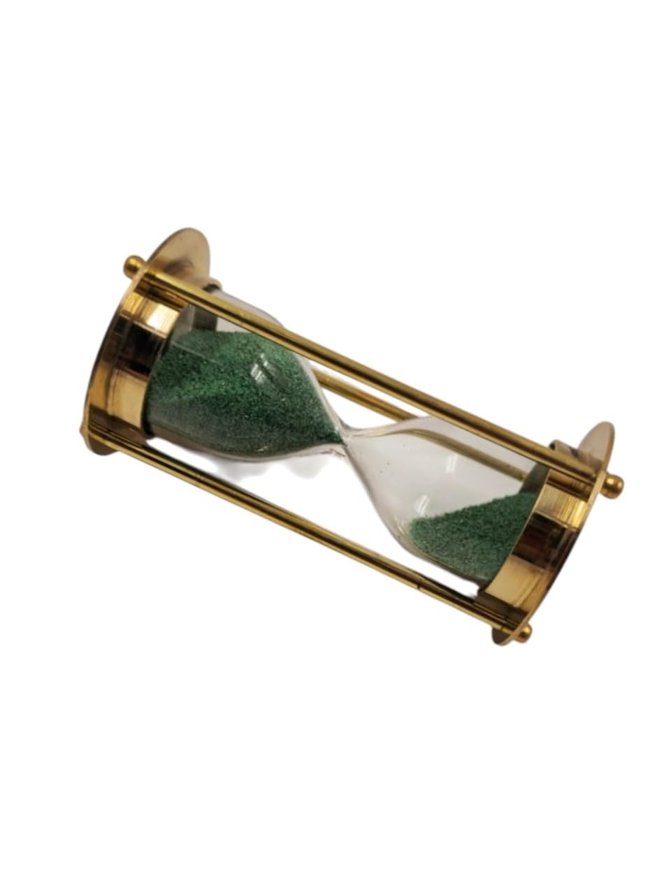 Brass Sand Timer with Green Sand – 1 Minute (60 Seconds) | Polished Brass Finish | 4” Mini Hourglass by DE CRAFTIVE