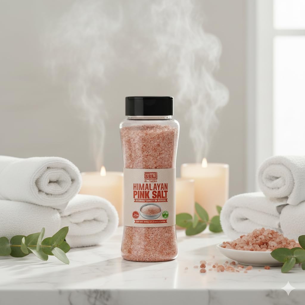 AL-TAQWA Himalayan Pink Salt – Fine Grain, 100% Natural & Unrefined – Ideal for Cooking, Baking, and Seasoning – Gourmet Pink Sea Salt in container, 600gm