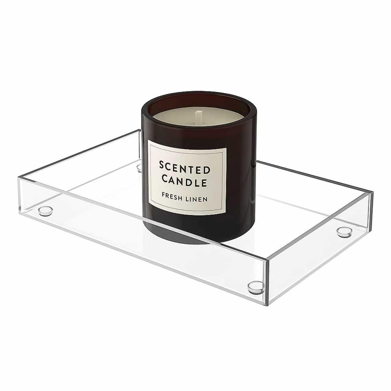 HLF-ho Serving Tray 5x10 Inch Decorative Serving Trays Small Acrylic Serving Platter Clear Appetizer Tray Small Utility Organizer for Keys, Jewelry, Nightstand & Desk, 1 Pack