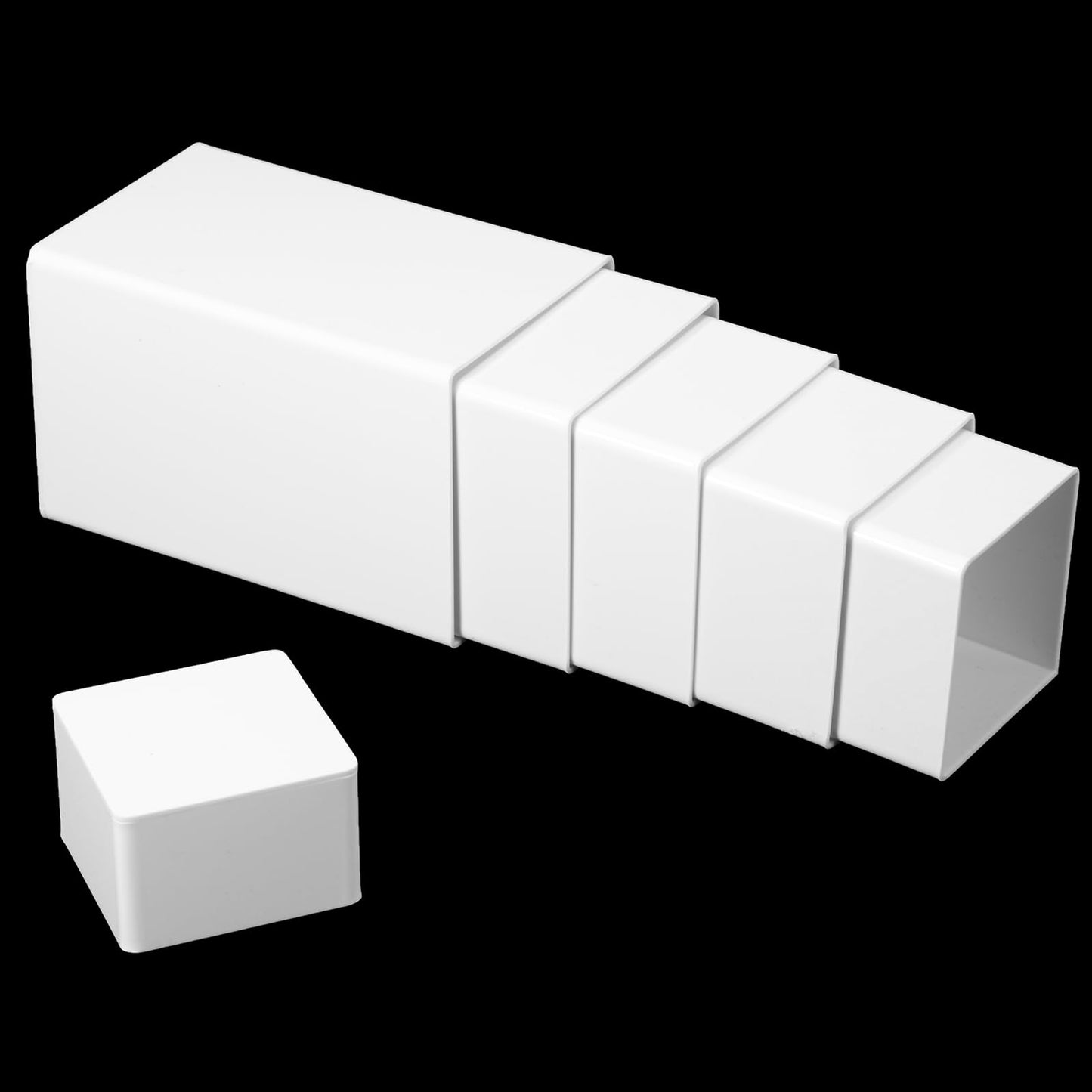 Thyle Jewelry Acrylic Risers Square Cube Display Nesting Risers Figure Stand with Hollow Bottoms Display Stand Shelf for Cosmetics Food Collectibles Perfume, 6 Sizes(White,12 Pcs)