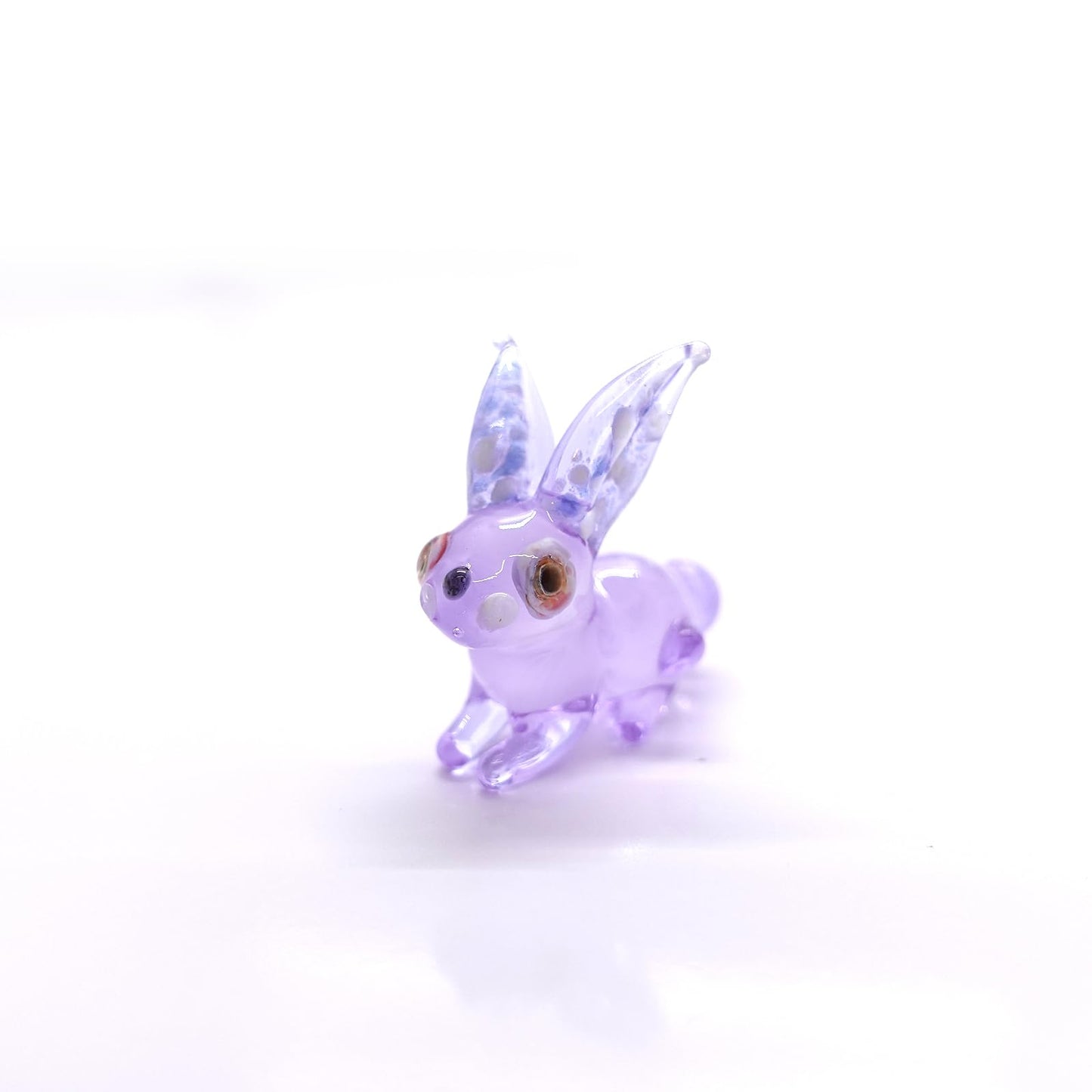Sansukjai Rabbit Tiny Micro Figurines Hand Blown Glass Art Animals Collectible Gift Home Décor (Purple)