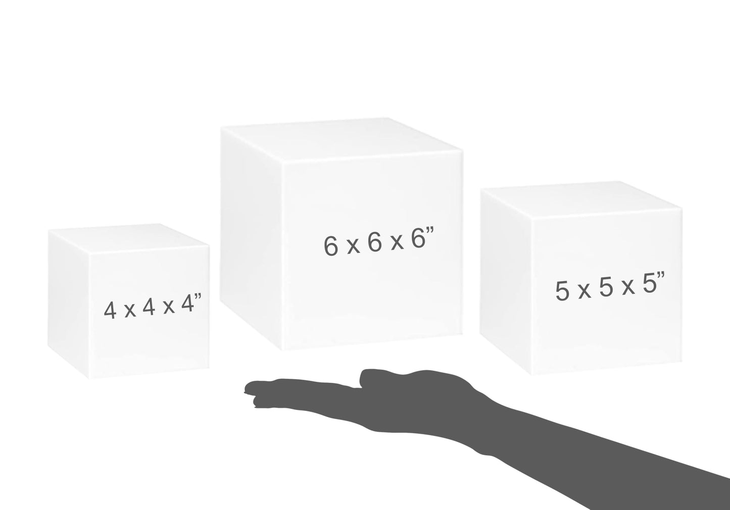 Red Co. Set of 3 Glossy White Acrylic Cube Display Nesting Riser Stands with Hollow Bottoms