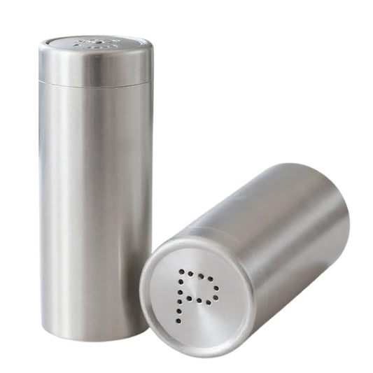 2-Pack Salt Pepper Shakers (Silver), Stainless Steel Spice Containers Seasoning Shaker Bottle with Shaker Lids, Sugar Salt Spice Pepper Seasoning Bottle Dispenser Spice Jars