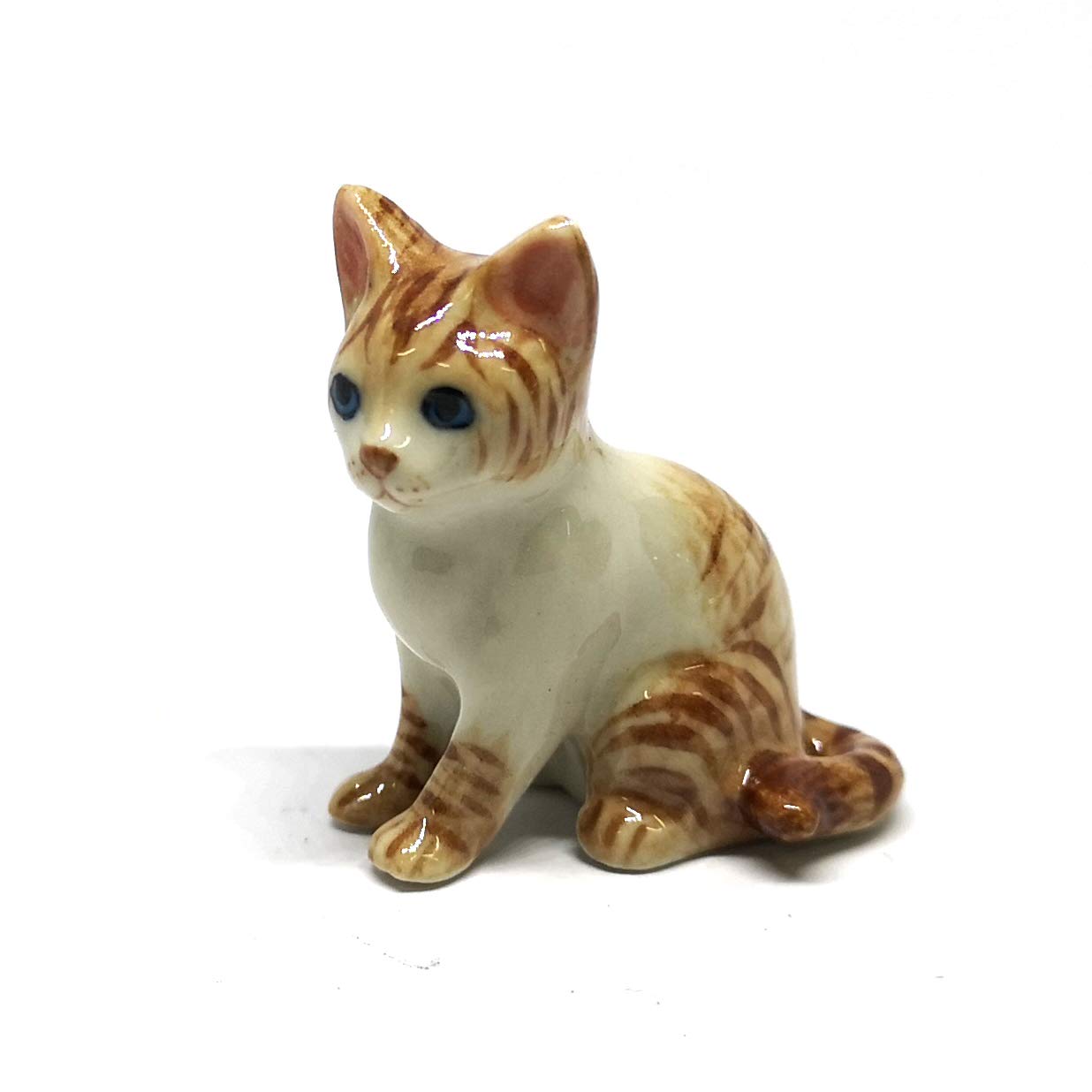 ZOOCRAFT Collectible Ceramic Cat Figurine 1.4 Inch Miniature Handmade Hand Painted Glazed Animal Sculpture for Home Decor and Gift