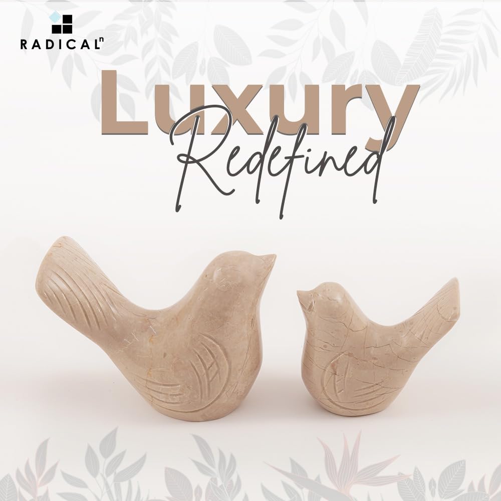 Radicaln Marble Love Bird 4.5" Inches Verona Handmade Statue for Living Room Modern Love Bird Set of 2 Shelf Décor Aesthetic Ideal Figurines Statue for Decoration