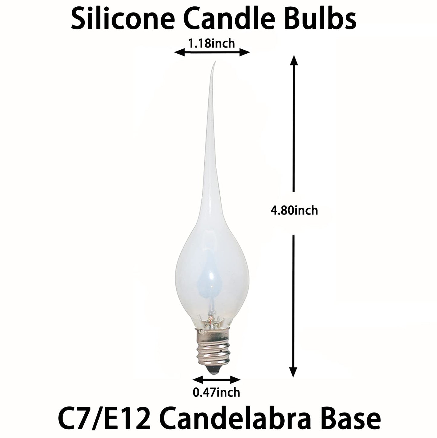 Doratale Christmas Flicker Flame Candle Light Bulbs, Country Style Silicone Dipped Flickering Replacement Bulbs for Electric Window Candles, Chandelier, E12 Candelabra Base, 1Watt, 120 Volt, 12 Pack