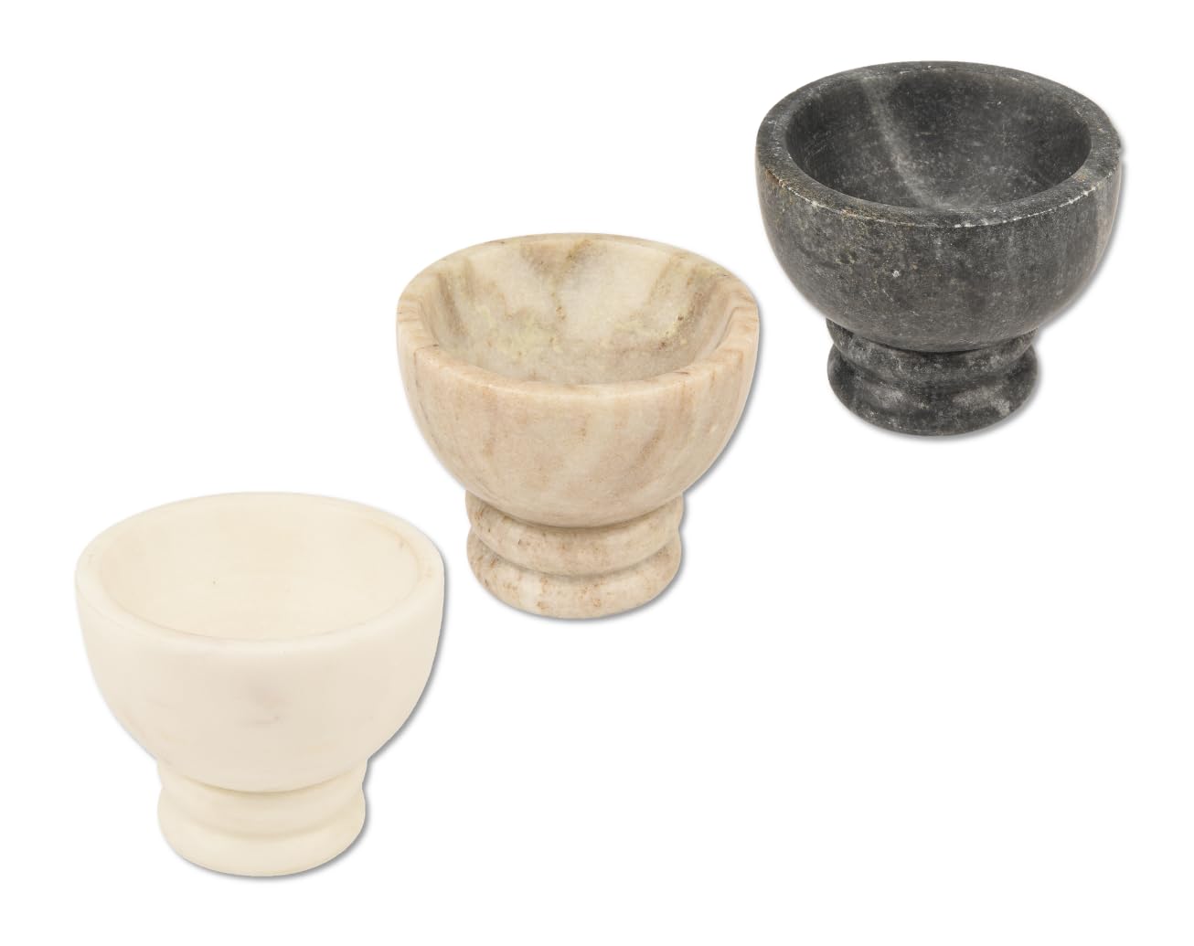Cruiser’s Caché Marble Salt and Spice Cellars or Dipping Bowls with Gold Spoons | Set of 3