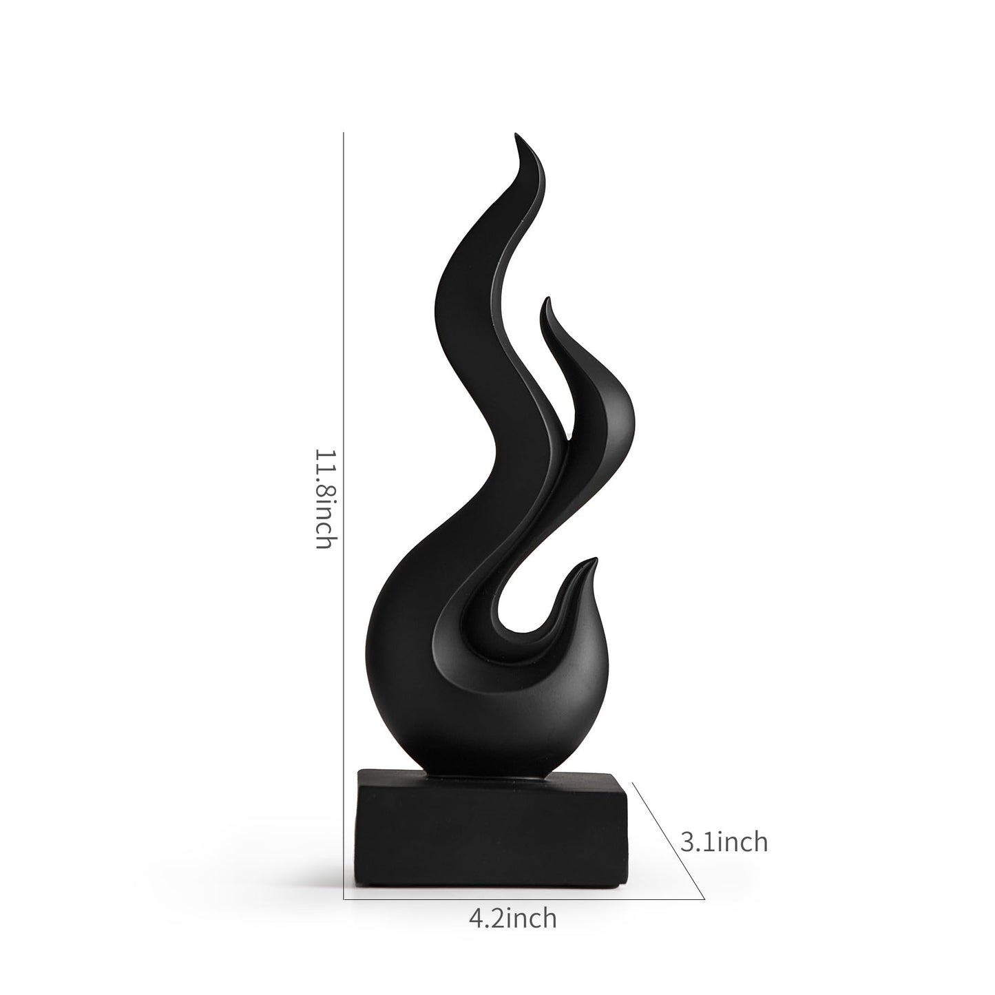 Modern Abstract Art Table Decoration, Gold Decor Flame Statue for Living Room Home, Black Shelf Decor Accents, Abstract Art Resin Sculpture for Dining Room, Office & Coffee Table Centerpiece (Black)