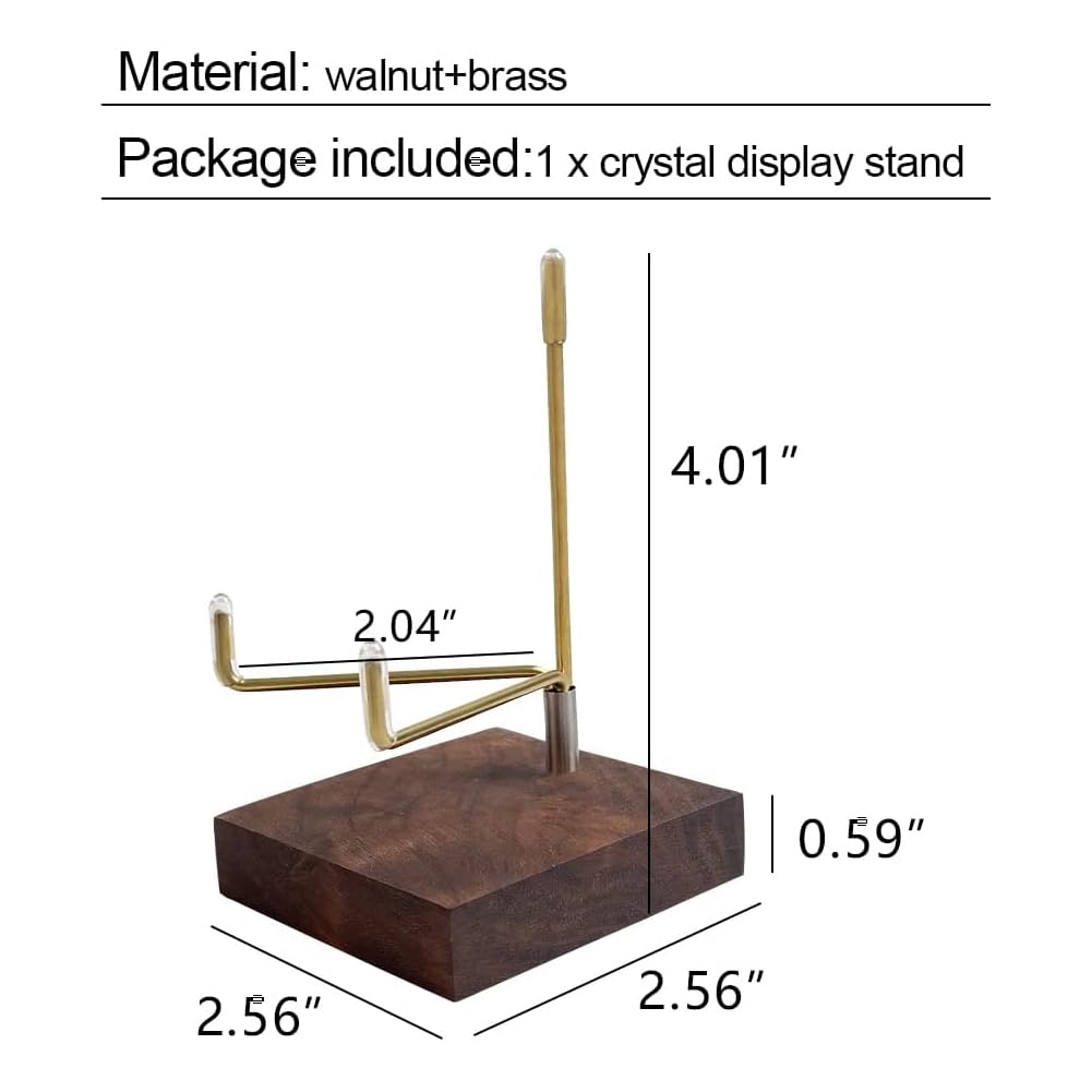 EHERDM Adjustable Brass Crystal Display Stand with Walnut Base Mineral Specimens Display Stand Rock Display Easel Metal Display Holder for Stones Geodes Fossils Spheres Agate Slices L/Tripod