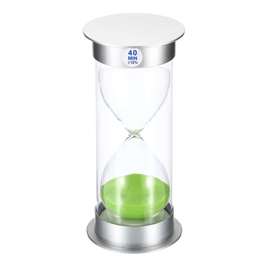PATIKIL 40 Minute Sand Timer, Sandy Clock with Plastic Cover Count Down Sand Glass for Games, Kitchen, Party Favors DIY Decoration, Green Sands