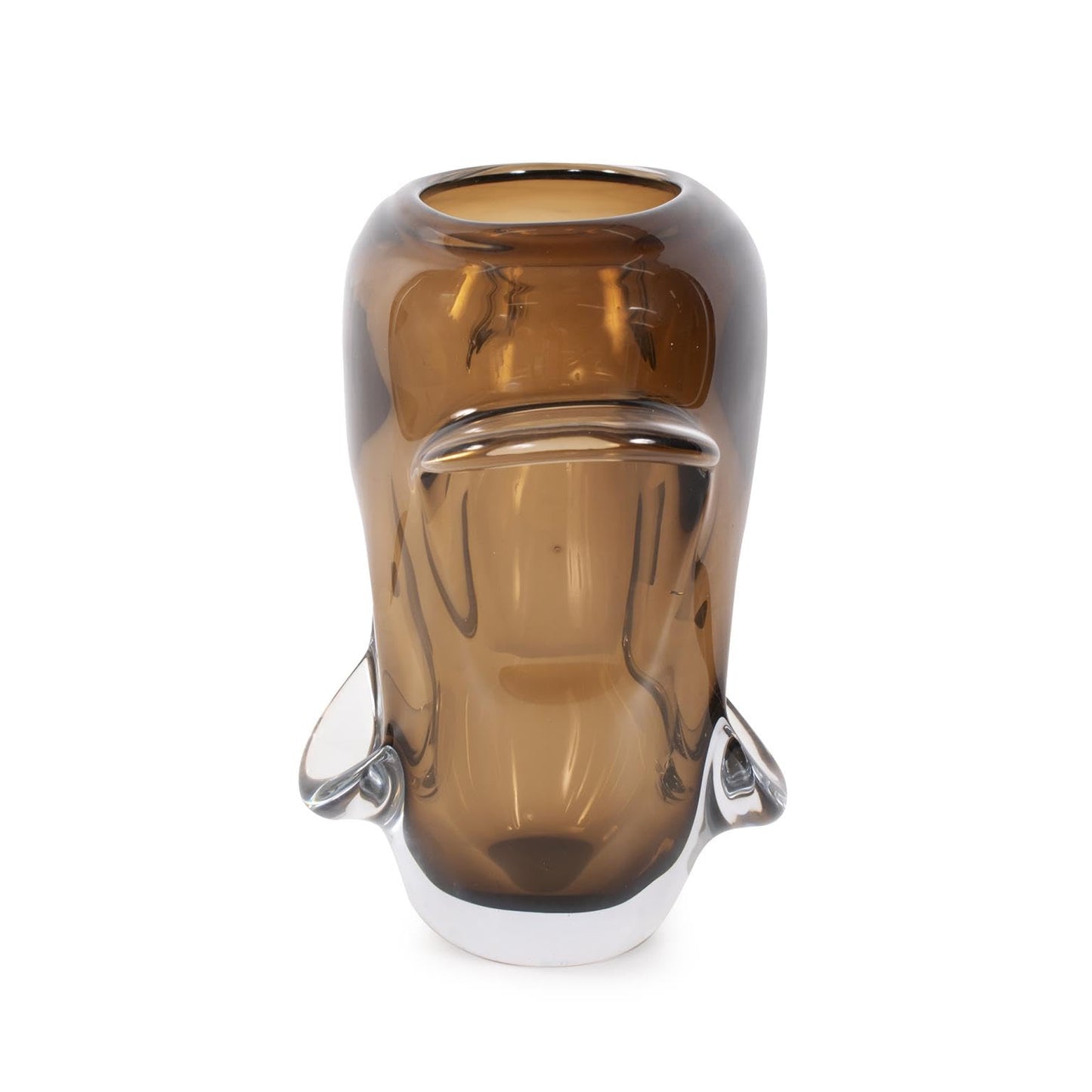 Howard Elliott Collection Smokey Umber Flared Edge Glass Vase Tall, Handcrafted Amber Glass Vase with Sculpted Shape, Decorative Accent for Table, Shelf or Centerpiece, 11.75H x 12W x 6.75D