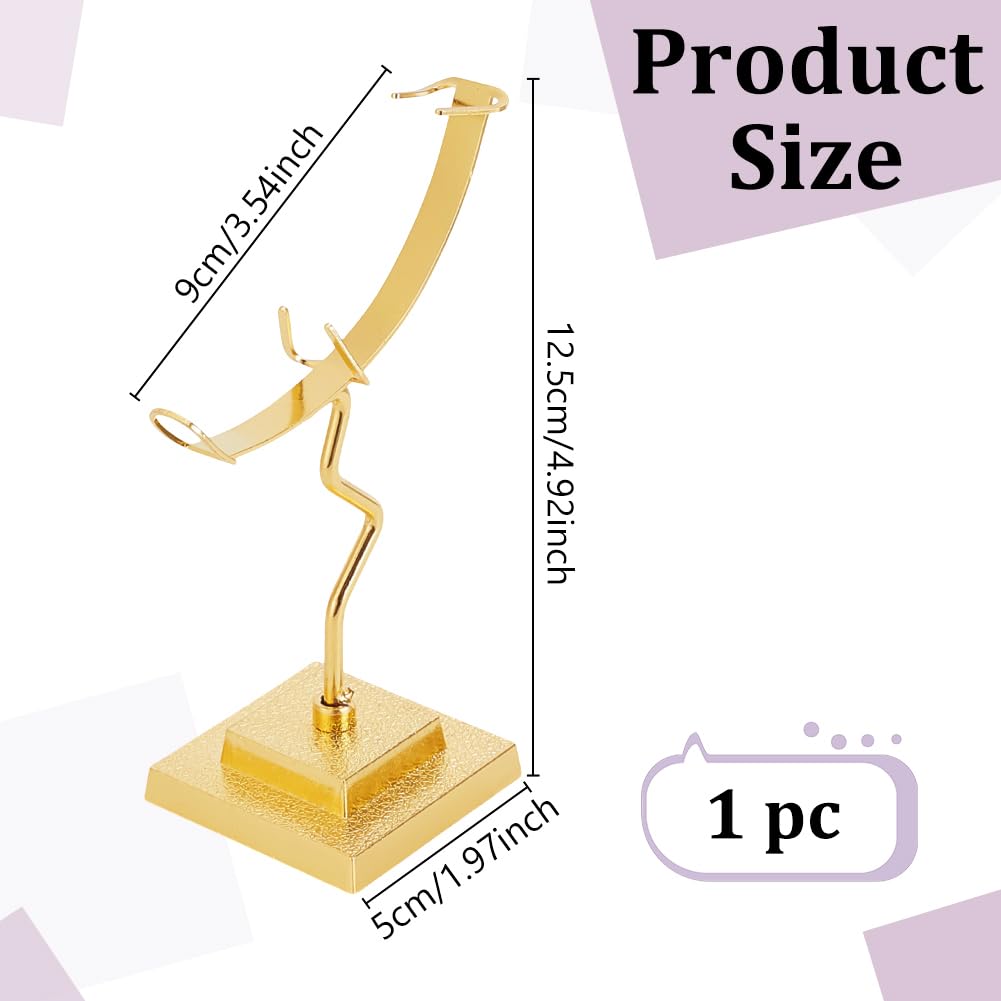 AHANDMAKER Crystal Ball Holder, Moon Shaped Small Crystal Display Stand Alloy Sphere Display Holder for Gemstones Geodes Mineral Agate Home Office Decor, 3.54x1.97x4.92 inch, Golden