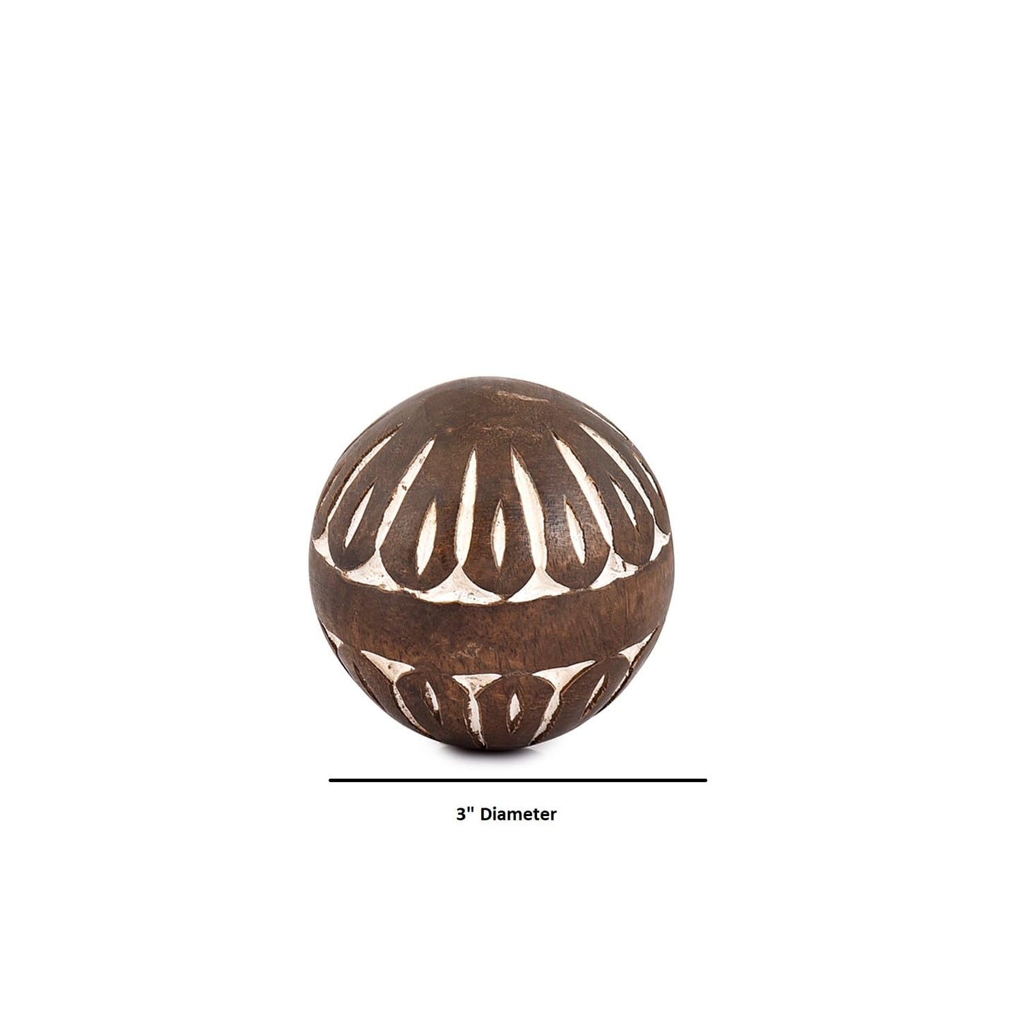 Samhita Mango Wood White Decorative Ball Set of 3 for Living, Dining Room Decor - Coffee Table Centerpiece Home Décor (3" x 3"x 3")
