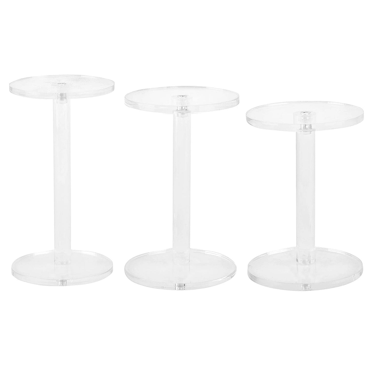 HESIN 3 Pack 4 " Dia Acrylic Display Riser Jewelry Watches Round Pedestal Flower- Stand Small Figure Holder for Kitchen, Dining Room, Living Room Furniture