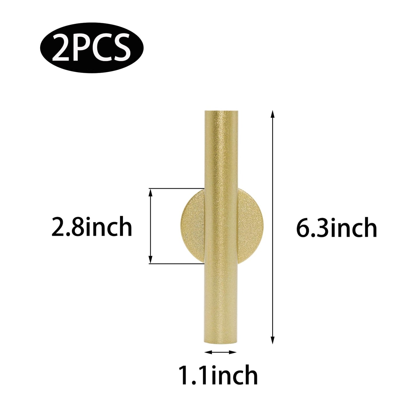 JAKOUE 2PCS Big Gold Wall Vases & Plant Holders | Hanging Tube for Flowers | Indoor Home Decor Wall Art