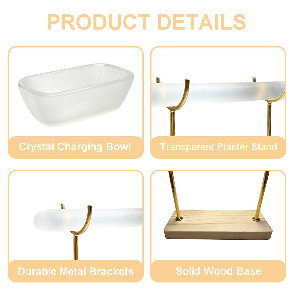 Selenite Crystal Bowl Set Selenite Bracelet Holder Display Stand, Detachable Selenite Crystal Healing Goth Bracelet Display Stand, Selenites Bowls for Necklace Watch Bangles Charging Cleansing