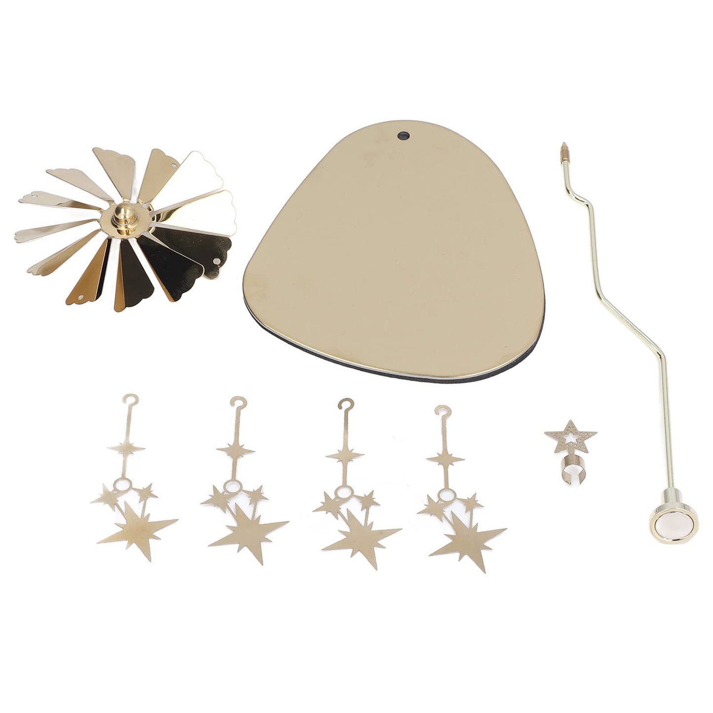 Rotary Candle Holder, Round Triangle Tray Romantic European Stainless Steel Aromatherapy Wind Chime Candle Holder for Home Party Decoration Photo (Gold Star (No
