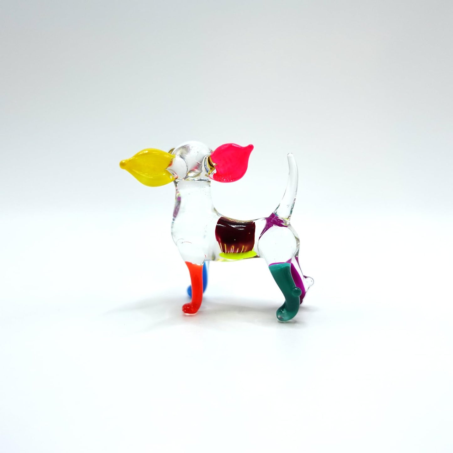 Sansukjai Chihuahua Tiny Micro Figurines Hand Blown Glass Art Animals Collectible Dog-Lover Gift Home Décor (Multicolor V1)