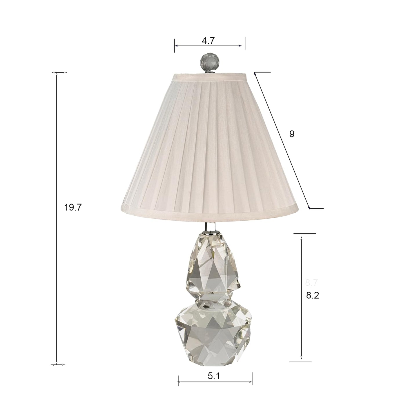 Jposbeam Pineapple Crystal Table Lamp with 2-Tiered Carving Shape,A Multi-Faceted Solid Clear Crystal Lamp,Suitable for Bedroom,Living Room,Bookshelf,Bedside,TV Cabinet and Side Tables（LED Bulb）