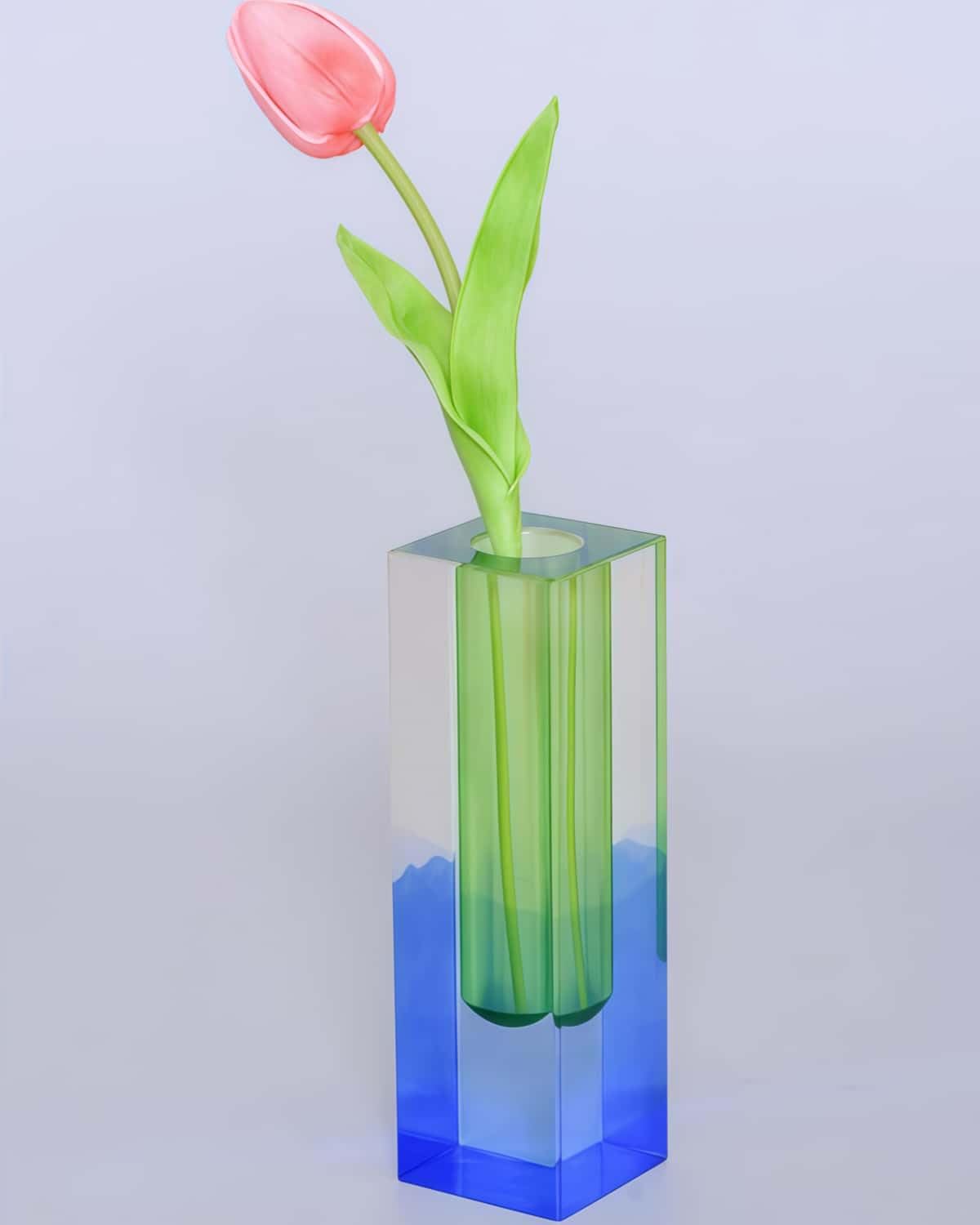HLYU Acrylic Vase, Bud Vase for Centerpieces, Maximalist Decor Cute Flowers Vases for Modern Home, Office, Bedroom, Living Room, Dining Table (Green, Blue)