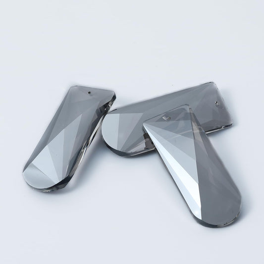 6 Pieces K9 Smoke Gray Replacement Crystal for Crystals Chandelier Metal Clip Crystal Strips Replacement Prisms Pendant 3" x 1.18"