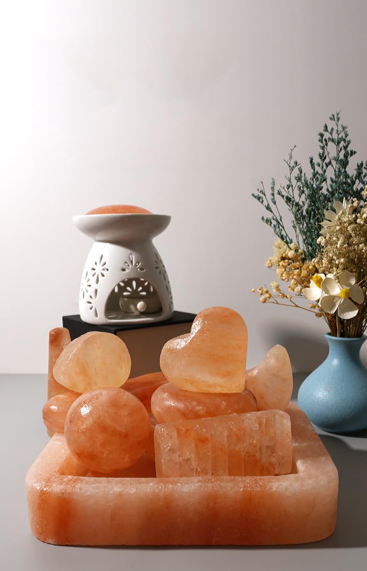 QYLHH Moon Shape Himalayan Salt Massage Stones Hot Massage Cold Massage Stones Set Warm Rocks Kit for Facial SPA