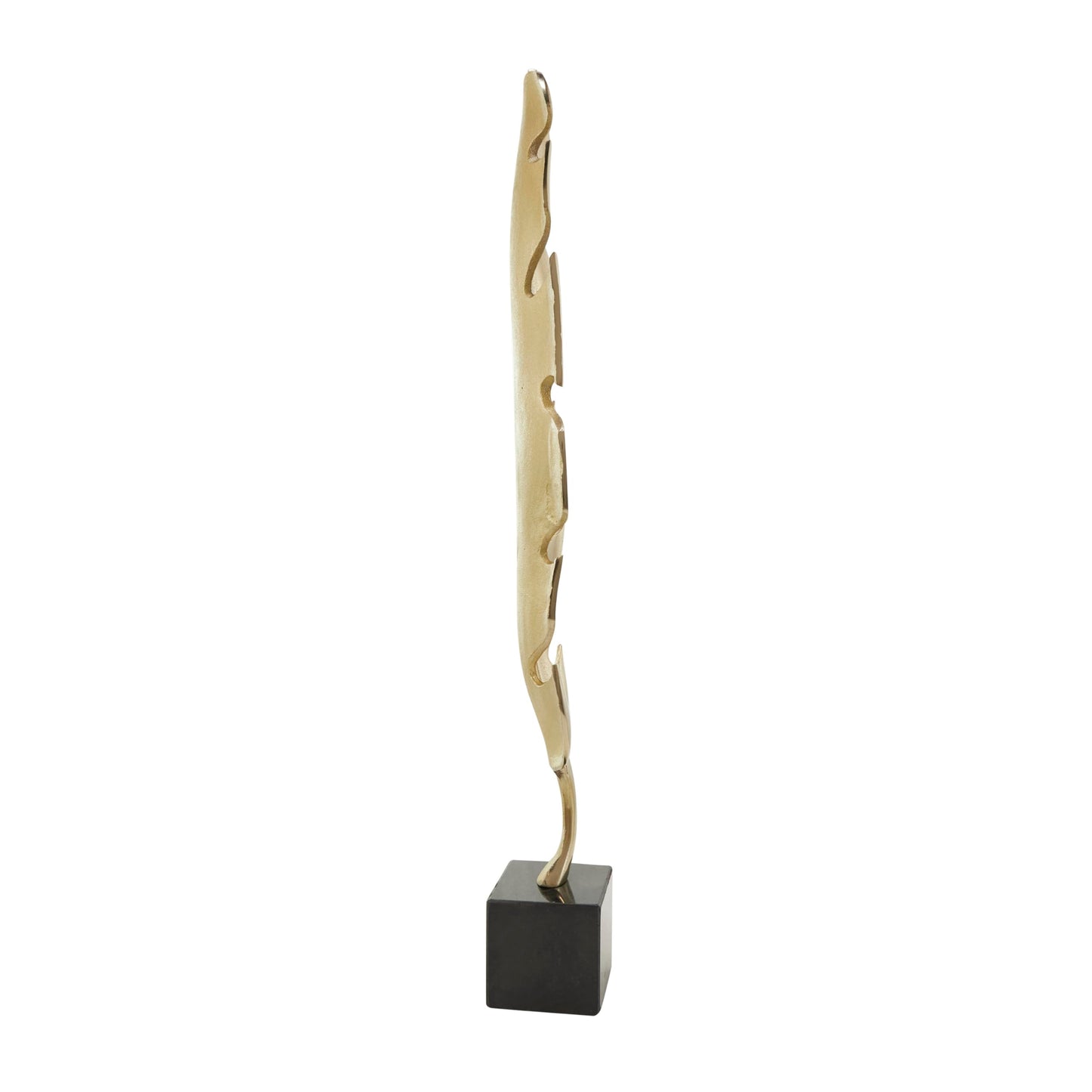 CosmoLiving by Cosmopolitan Aluminum Metal Bird Decorative Sculpture Feather Home Decor Statue with Black Marble Base, Accent Figurine 8" x 4" x 33", Gold