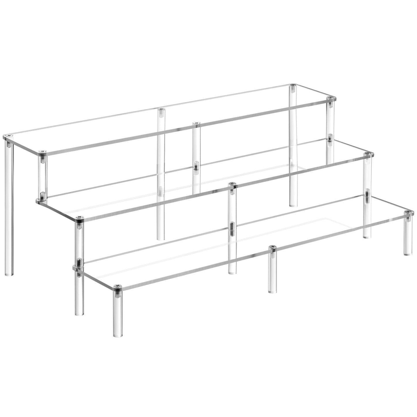 HENABLE 14.8 IN Large Acrylic Perfume Organizer Stand, Clear Display Risers for Perfume, Cologne, Cosmetic, Skincare, Funko POP, Dessert Display, Cupcake Stand Holder