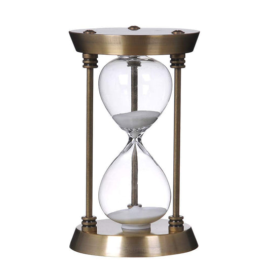 B BELLAWARE 60 Minute Metal Hourglass Decorative White Sand Timer, Bronze