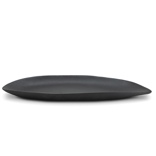 BANOMII Leaf Decorative Bowl for for Home Decor, 15.5'' Long Resin Bowl for Key Purse Candle, Decorative Tray for Kitchen Counter Entryway Dining Coffee Table Centerpiece, Black, Medium