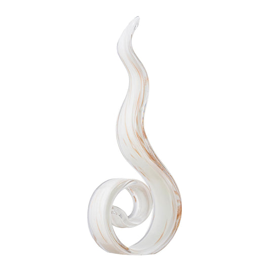 ORRFIDDY 11.4" Tall Hand Blown Glass Sculpture, Murano Style Art Glass Figurine, Modern Coastal Home Decor Accent for Shelf, Table, TV Stand, Living Room Decoration