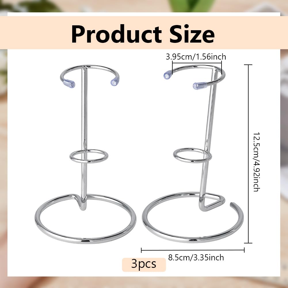 NBEADS 3 Pcs Crystal Wand Display Stand, Rock Display Stands Iron Arms Display Stand Display Easel Holder for Small Gemstones Crystal Mineral Agate, 3.35x4.9inch, Platinum