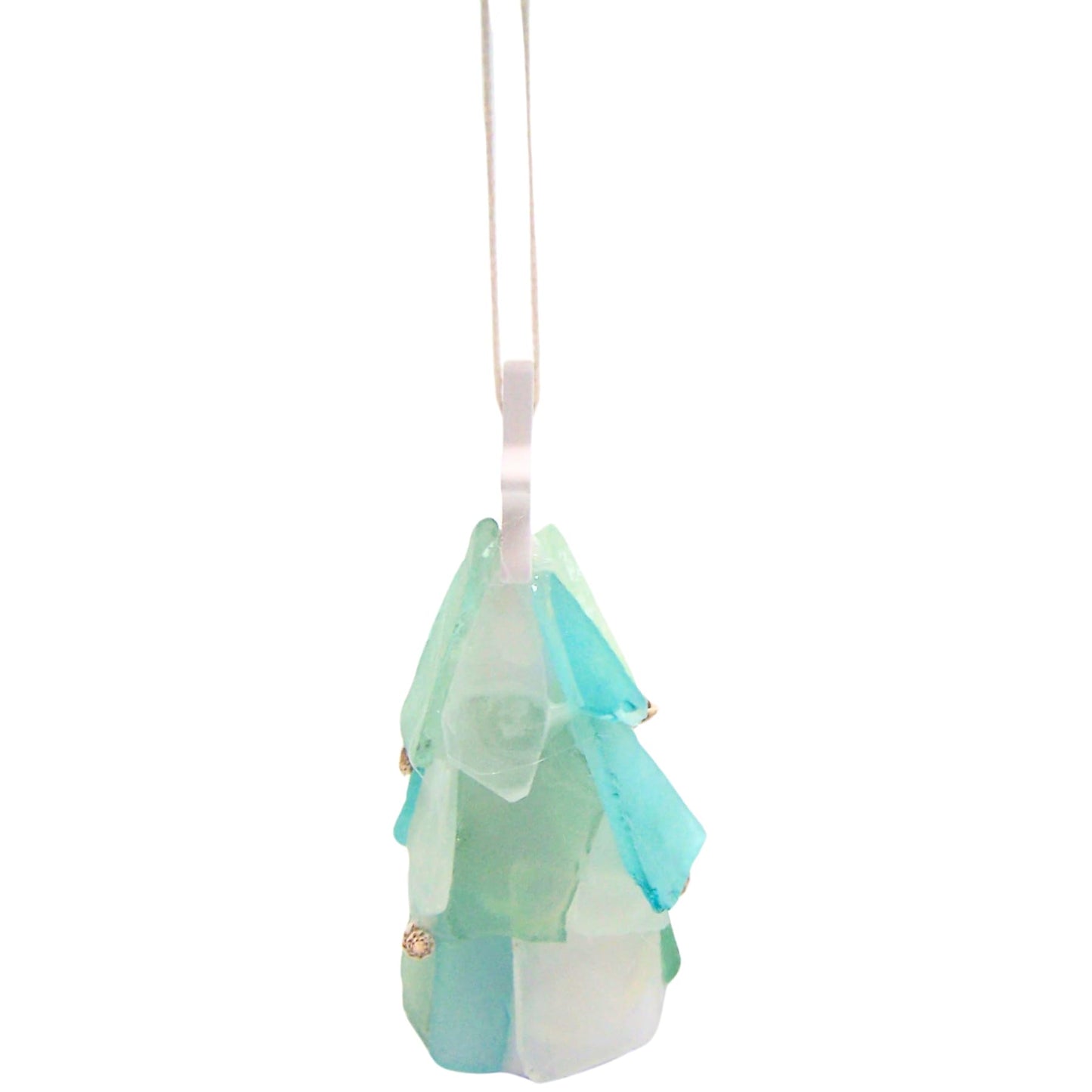 Sea Glass Christmas Tree Ornament, Holiday Decoration, Nautical Theme, 4.75 Inches