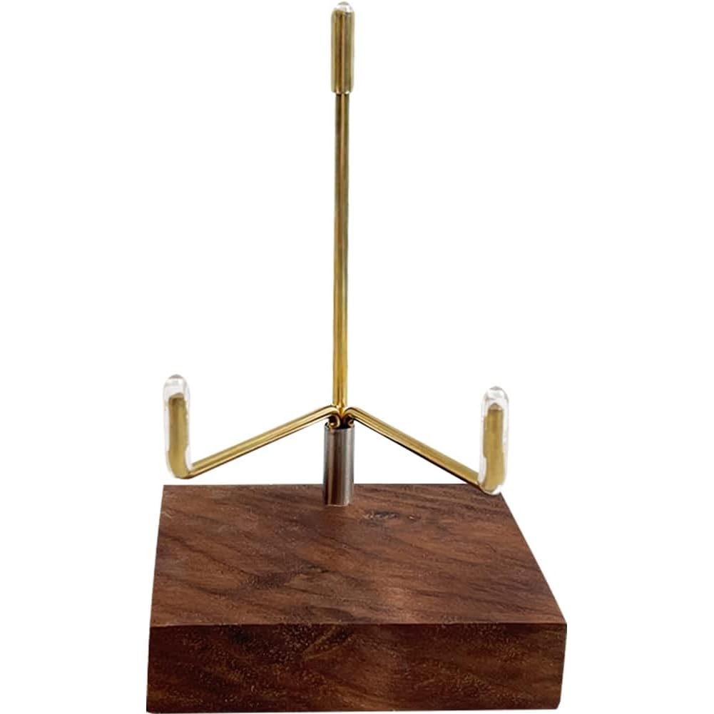 EHERDM Adjustable Brass Crystal Display Stand with Walnut Base Mineral Specimens Display Stand Rock Display Easel Metal Display Holder for Stones Geodes Fossils Spheres Agate Slices L/Tripod