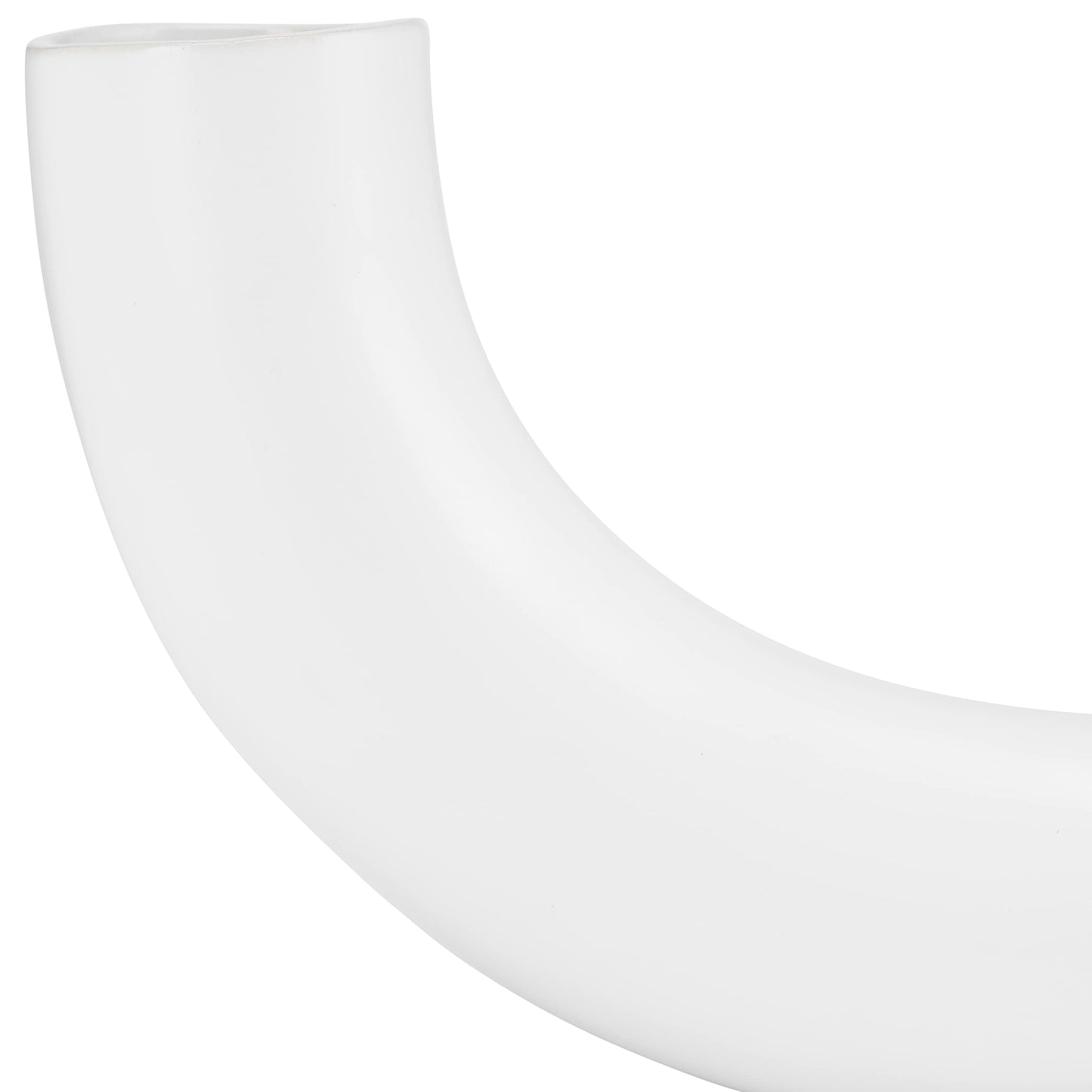Ceramic Vase – Flower Holder for Shelf Or Table, Living Room Or Bedroom Decor, Modern U-Shape Design Home Decor Accent for Styling Books and Trays – 12" x 3" x 5", White