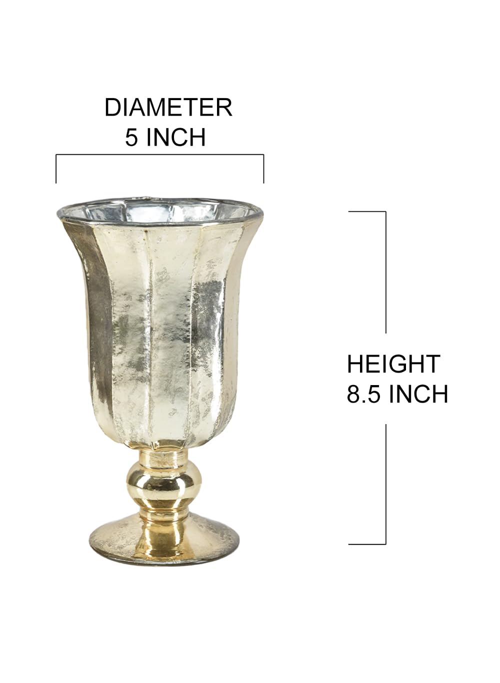 Serene Spaces Living Antique Gold Vase for Flowers, 8 1/2in Gold Urn for Centerpieces, Weddings, Events