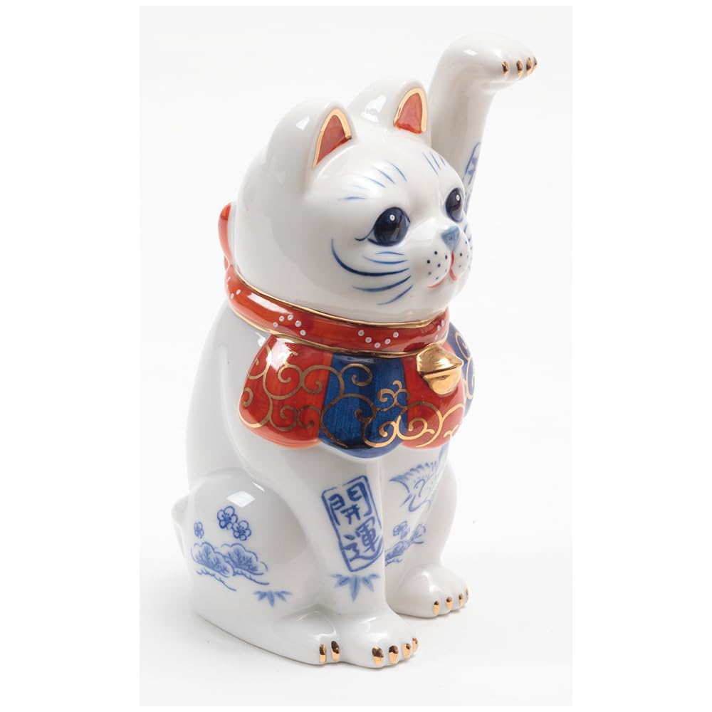 YOSHINOYA KYUBEI Japanese Decor Cat Decor Lucky cat 5.6 in Cat Figurine Maneki Neko Porcelain 7480-Z-US