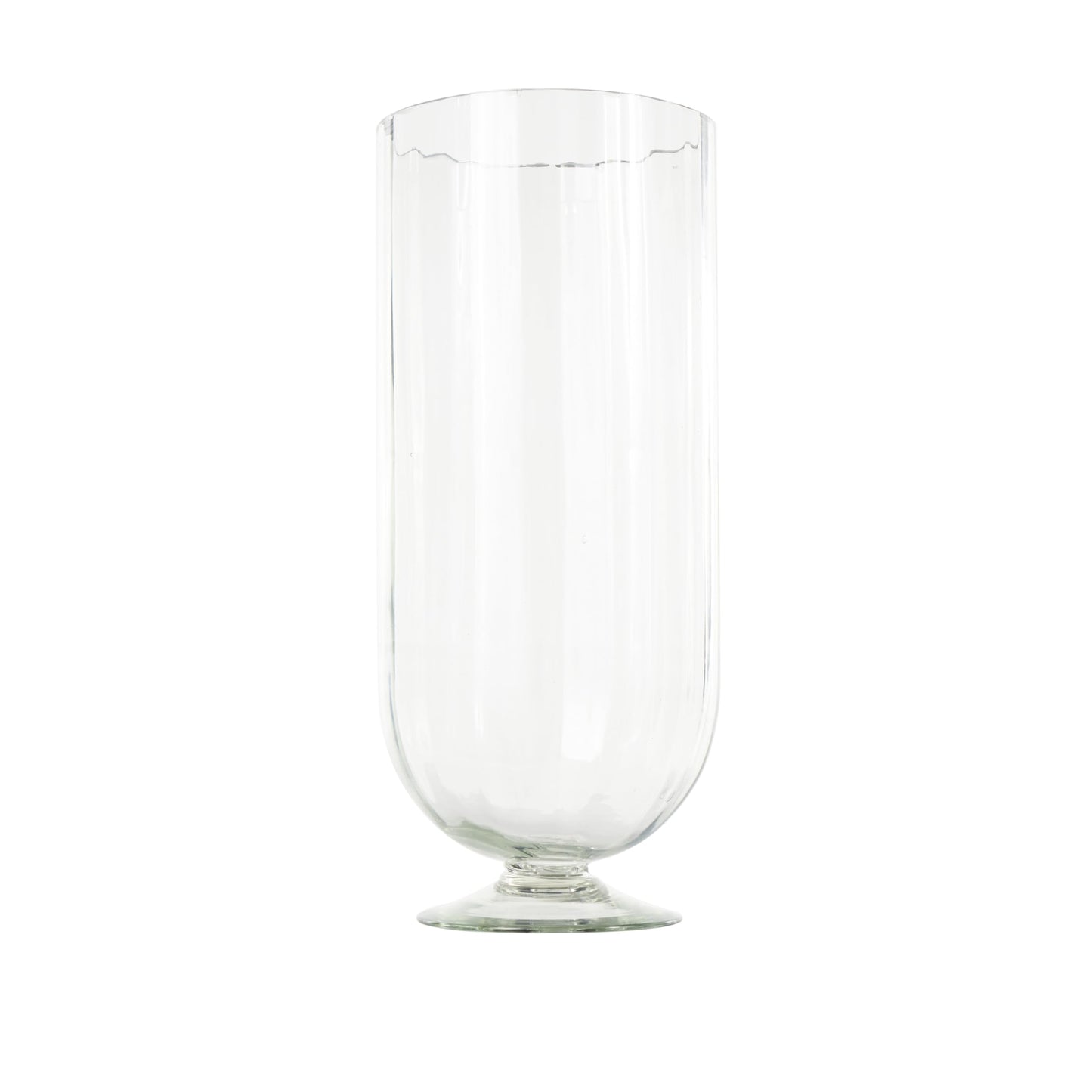 Deco 79 Glass Ribbed Fluted Candle Holder with Elevated Base, 6" x 6" x 14", Clear