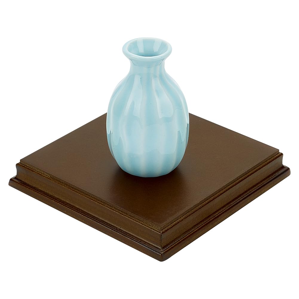 FINGERINSPIRE Coconut Brown Square Wood Stand Base 4.96x4.96x0.7 MDF Wood Base with Ogee Edge Wood Display Base for Gemstone and Jewellery Decor for Vase Sculpture Collectibles Display