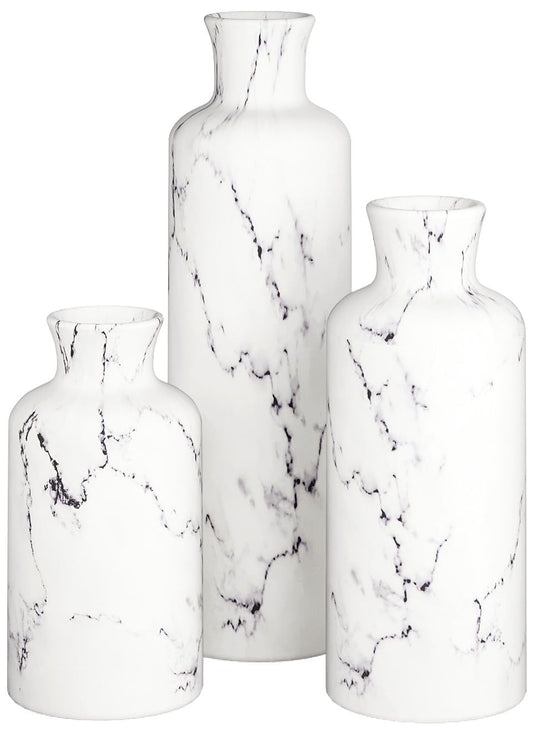 Creative Scents White Marble Look Vases Home Decor - Vase Set of 3 - Perfect for Holding Pampas Grass, Dried/Fresh Flowers, Vases for Your Kitchen, Bedroom, Office, Living/Dining Room, or Shelf Decor