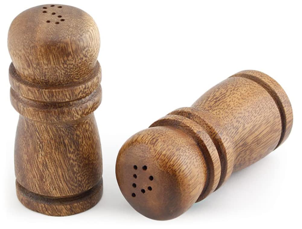 Pacific Merchants Acaciaware Salt and Pepper Set Tied with Raffia, 4-Inch