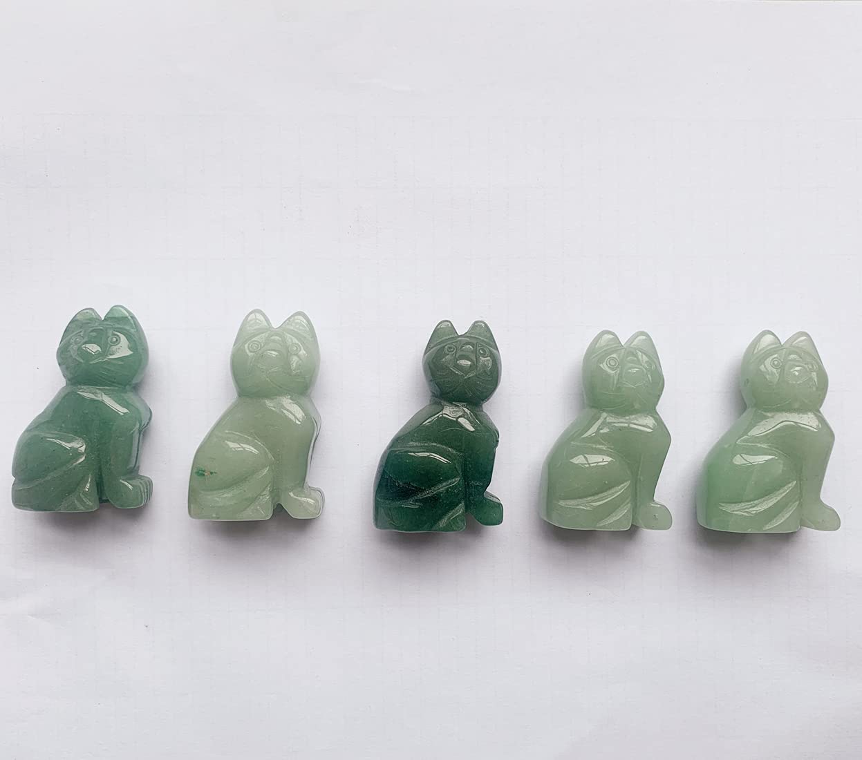 YGLINE Gemstone Crystal Animal Totem Spirit Stone Figurine (Cat-Green Aventurine)